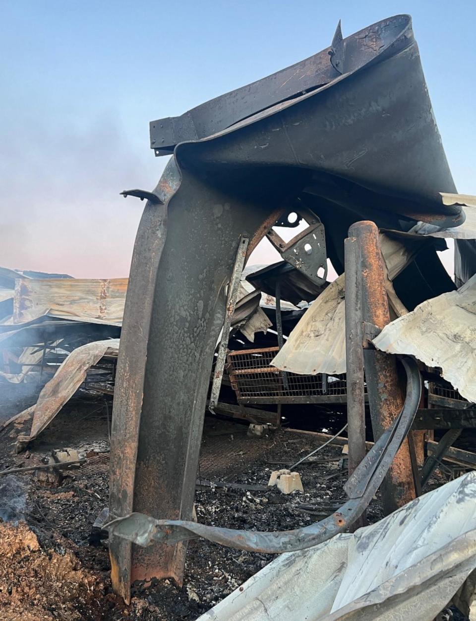 PHOTO: A close-up of burnt metal after the Brant Performance Horses' barn caught fire. (Cathy Brant)