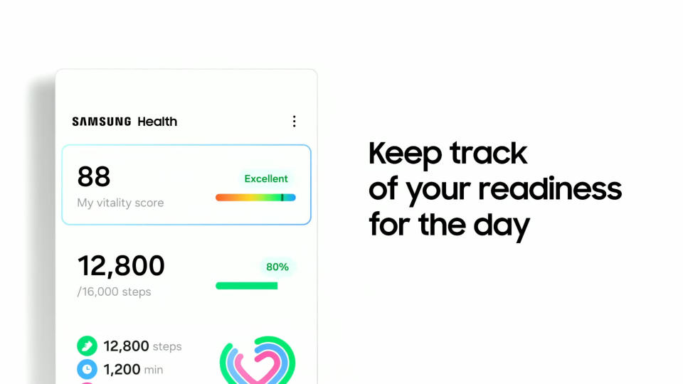 Samsung Health features on a phone screen