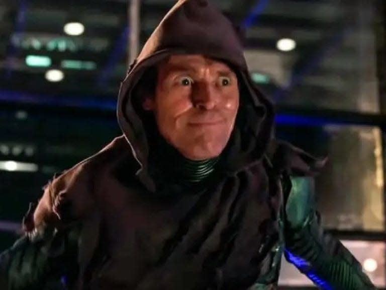 Willem Dafoe in a hood