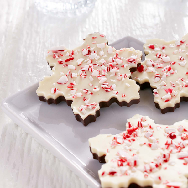 5) Peppermint Bark Snowflakes