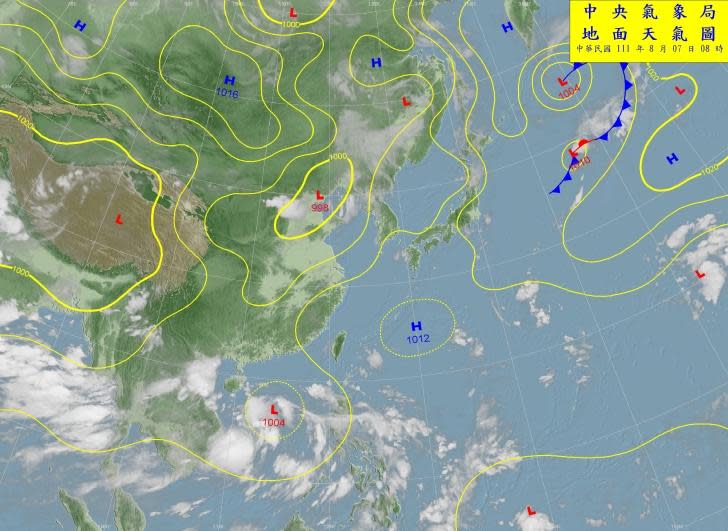 南海上有熱帶擾動。（圖／氣象局）