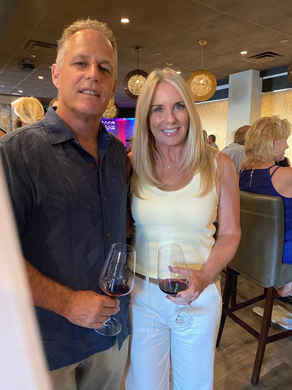 Wine Down Wednesday is sponsored by Todd and Meg Marker, owners of Marker Broadcasting. They are photographed at Wildest Restaurant in Palm Desert on June 30, 2021.