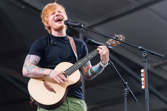 <p>Erika Goldring/Getty </p> Ed Sheeran performs in New Orleans in April 2023