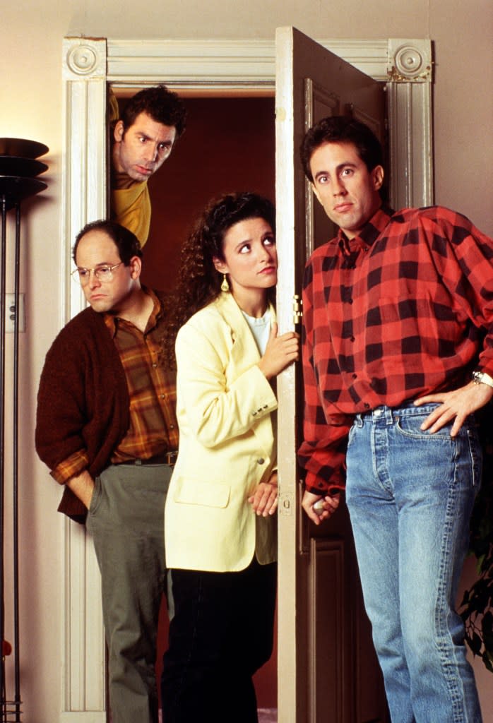 Jason Alexander (clockwise from left), Michael Richards, Julia Louis-Dreyfus and Jerry Seinfeld in “Seinfeld.” ) Columbia TriStar Television