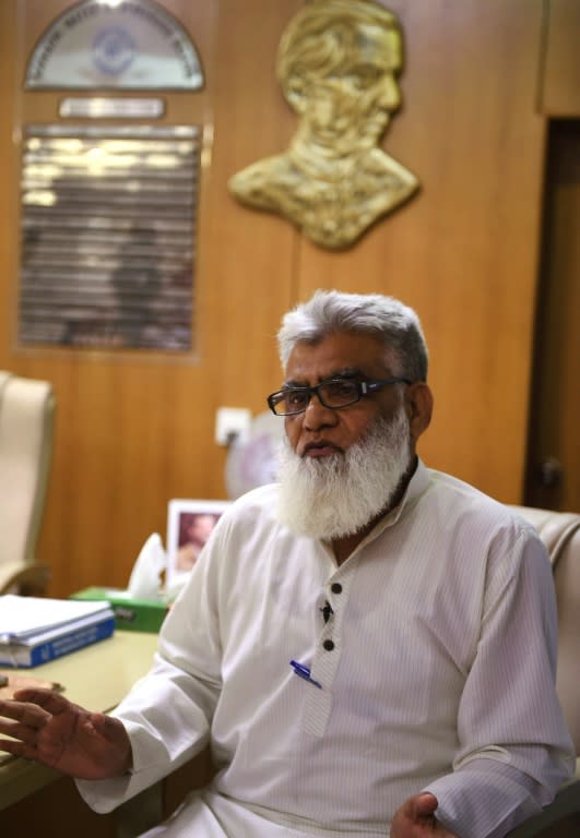 Deputy managing director of the Karachi Water and Sewerage Board, Iftikhar Ahmed Khan, speaks during an interview at his office