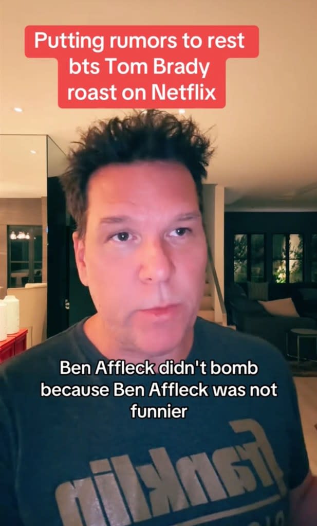 Dane Cook recapping the Tom Brady roast on TikTok. TikTok / @ danecook