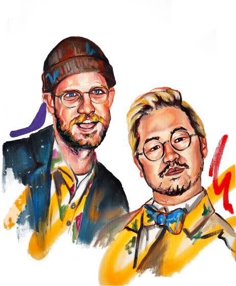 Directors Daniel Scheinert and Daniel Kwan. Illustrated for THE ENVELOPE.