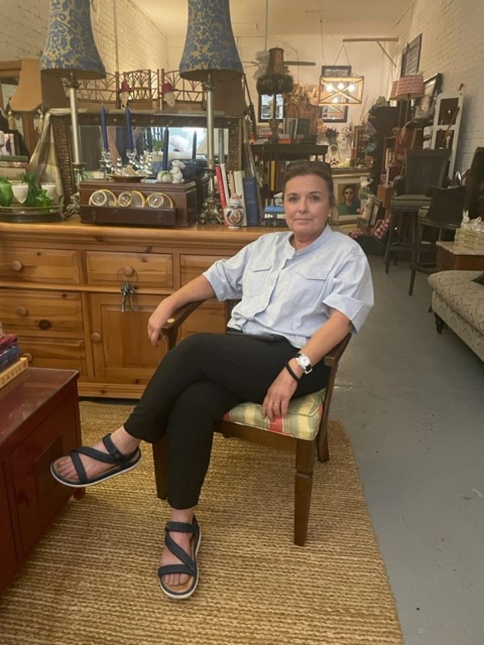 Terri Smith, owner of Foundlings Emporium in Vincent, says she hears from customers every day that they want a police department back (Sheila Flynn)