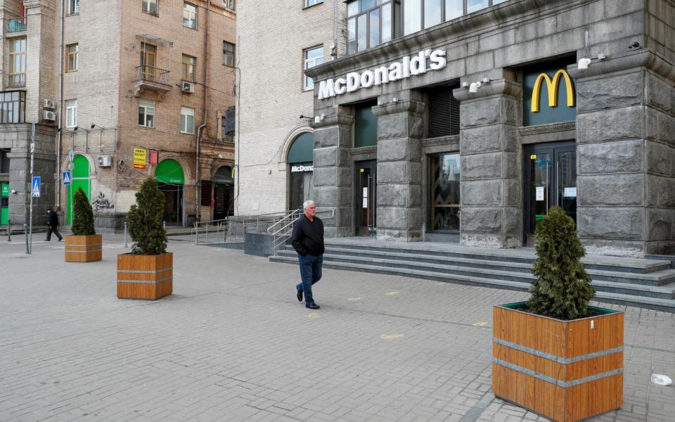 A closed McDonald's restaurant in central Kyiv in February - REUTERS/Valentyn Ogirenko