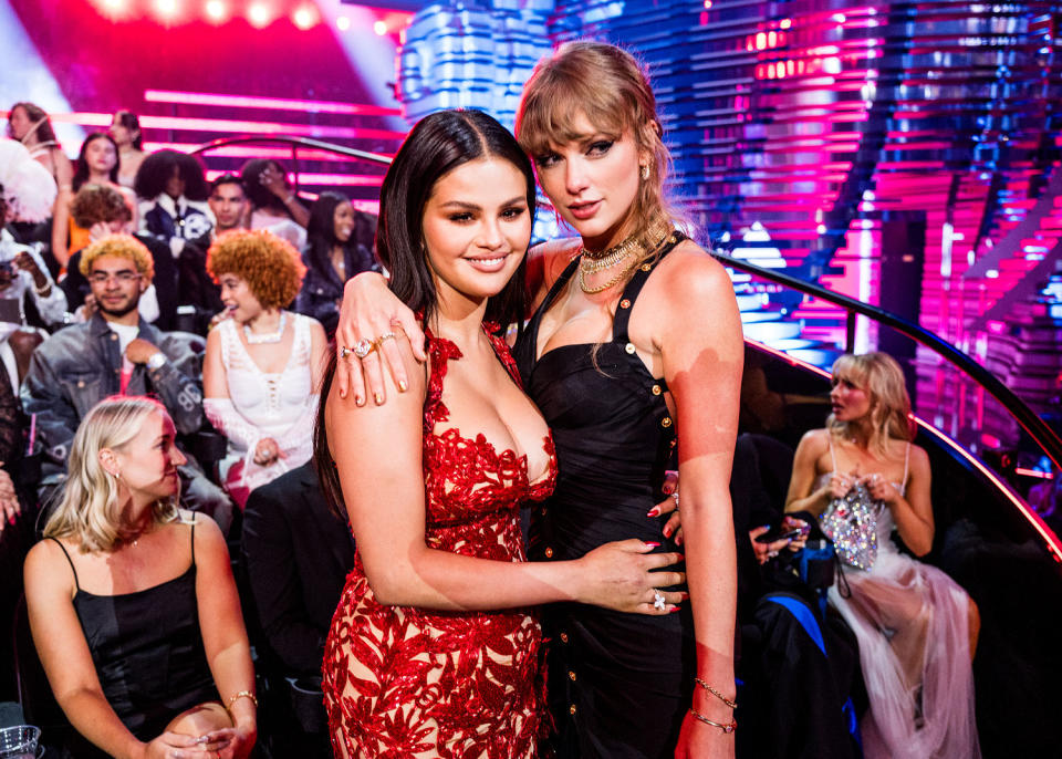 Selena Gomez and Taylor Swift attend the 2023 Video Music Awards at Prudential Center on September 12, 2023 in Newark, New Jersey. (John Shearer / Getty Images for MTV)