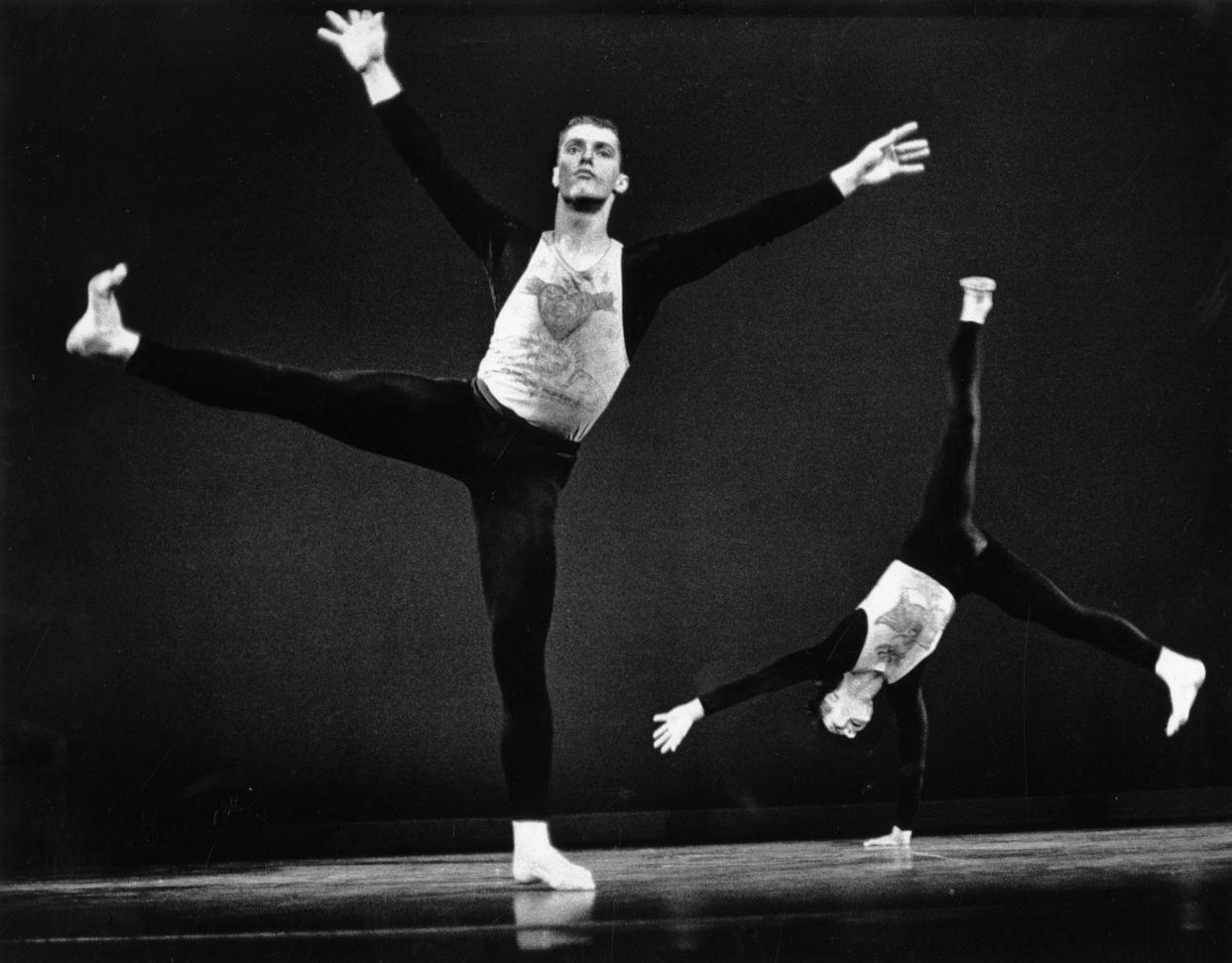 <span>Steve Paxton (left) and Merce Cunningham performing Antic Meet in 1963.</span><span>Photograph: Jack Mitchell/Getty Images</span>