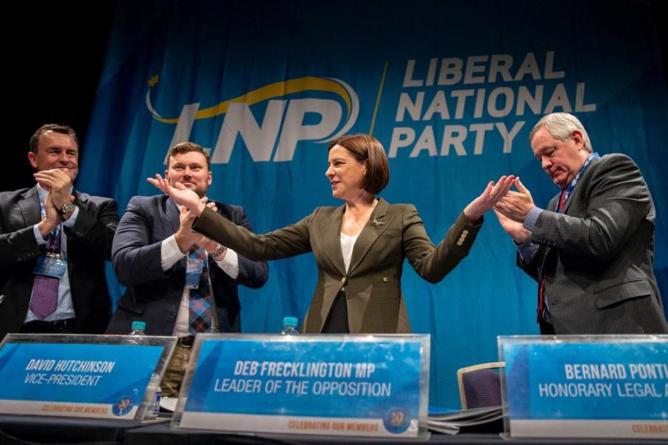 Queensland LNP leader Deb Frecklington at the party’s state convention in July