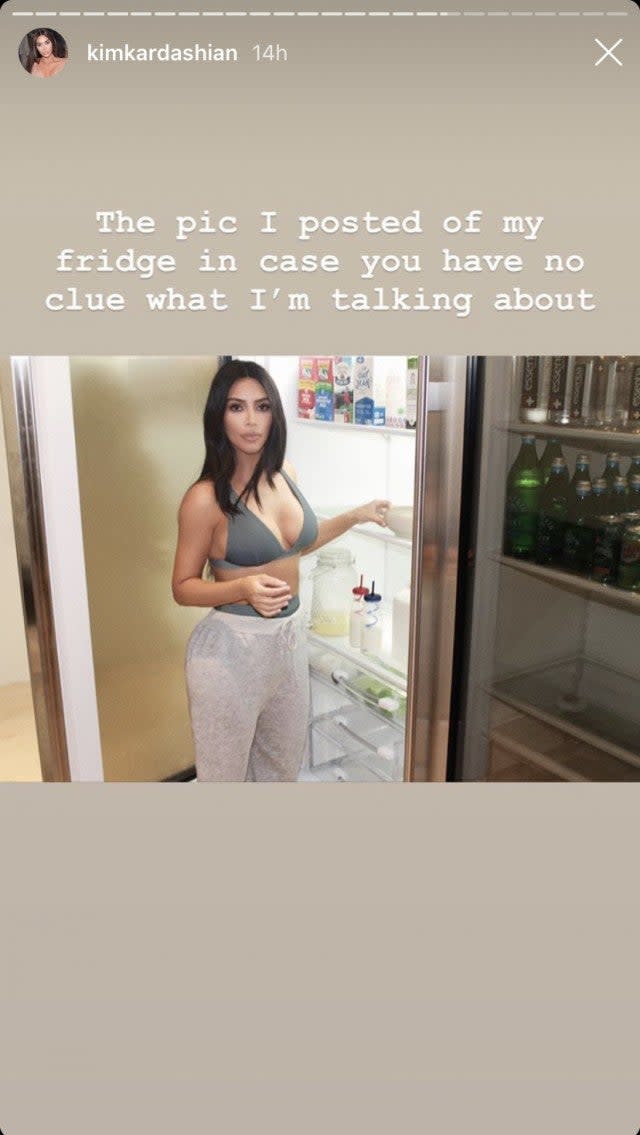 The reality star had some fun with the speculation about her milk-filled refrigerator.