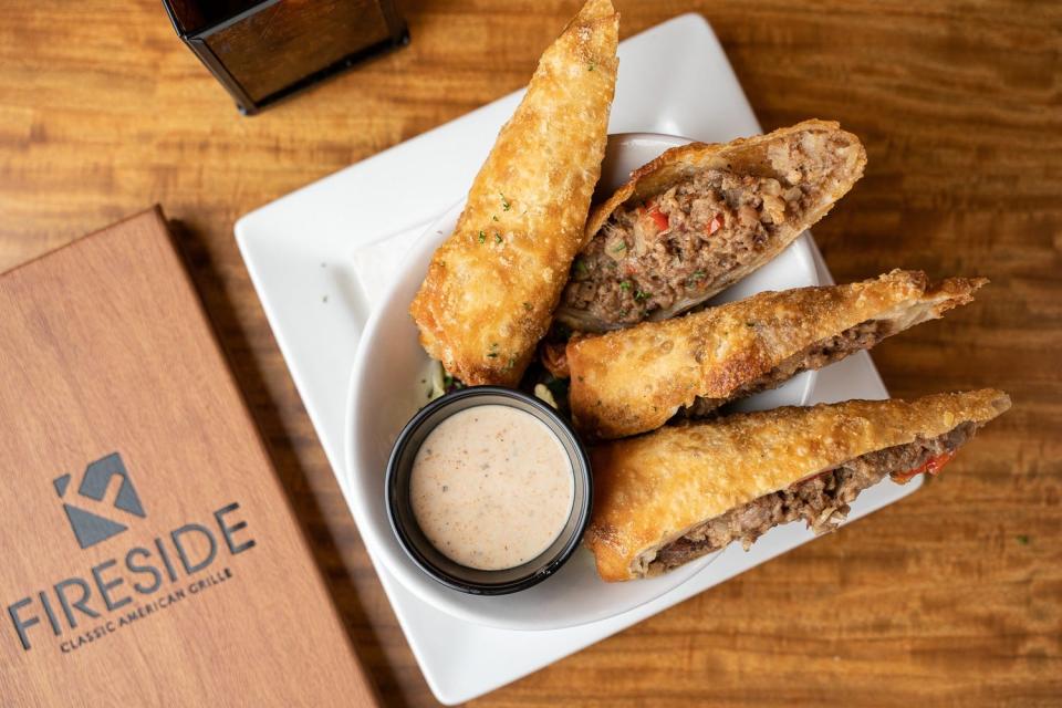 Fireside Classic American Grille has Prime Rib Egg Rolls.