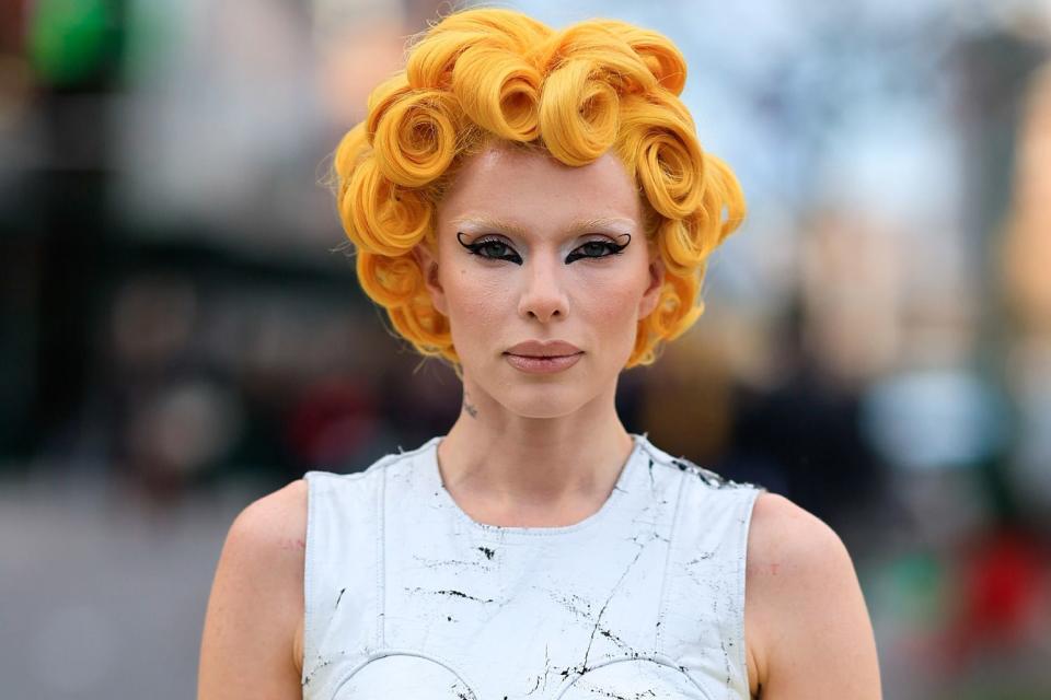 <p>Bobby Rachpoot</p> Julia Fox debuts "Velveeta Gold" hair color in NYC on March 31 2024. 