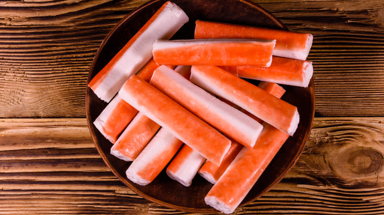 Bowl of whole crab stick