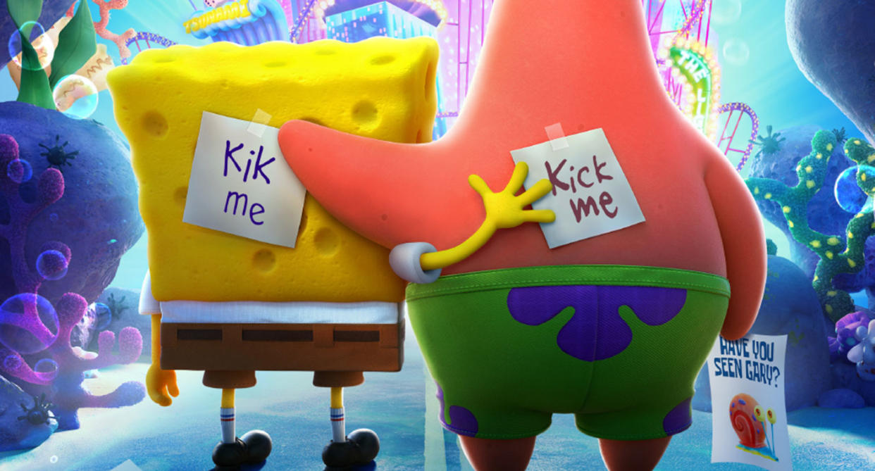 Detail from the poster for The SpongeBob Movie: Sponge on the Run. (Paramount)