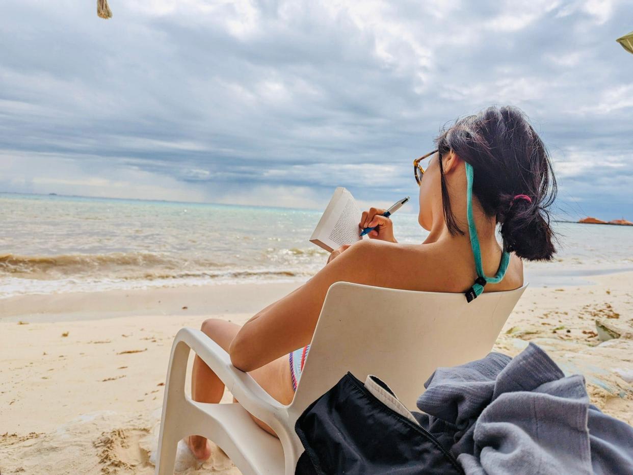 Photo of the author at the beach