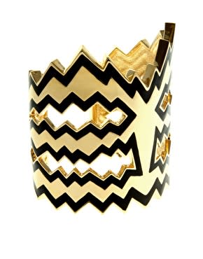 Disaya black and gold jagged electricity cuff