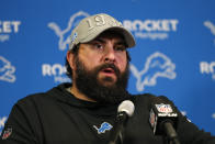 FILE - Detroit Lions head coach Matt Patricia speaks during a news conference after an NFL football game against Minnesota Vikings, Sunday, Dec. 8, 2019, in Minneapolis. The heat is on — and the games haven't even kicked off yet. That's life in the NFL for some coaches who enter the regular season knowing they need to guide their squads through what will be a most unusual regular season and at least keep them in playoff contention into December. (AP Photo/Bruce Kluckhohn, File)