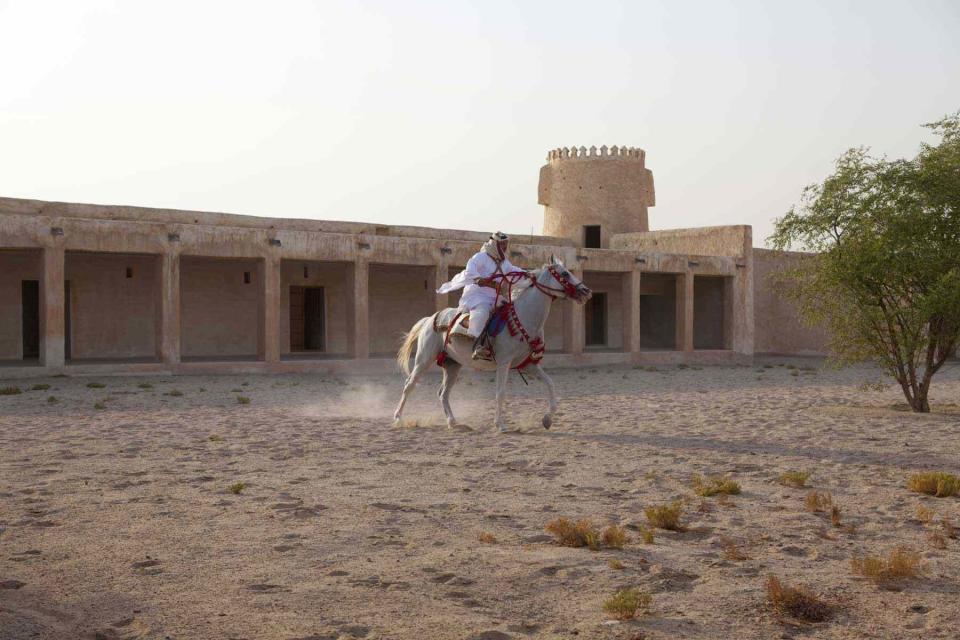 <p>ANDRE SHIWA/COURTESY OF AL SHAQAB</p> The old fort at Al Shaqab, an Arabian training facility in Ar Rayyān, Qatar.