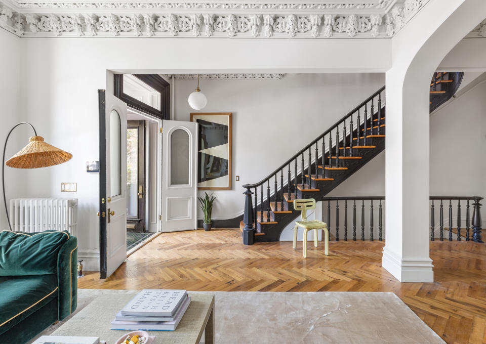 home entry with parquet floor