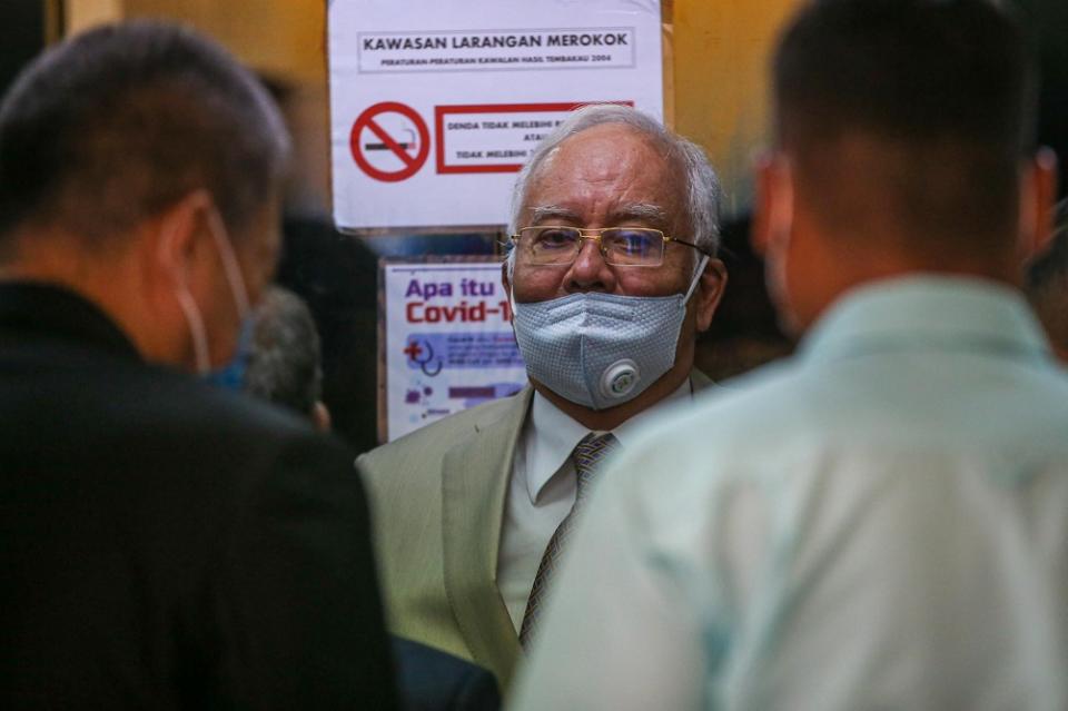 Datuk Seri Najib Razak leaves the Kuala Lumpur Court Complex June 30, 2020. — Picture by Hari Anggara