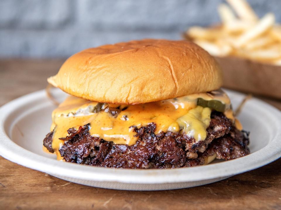 Double cheeseburger from For The Win for the Spring Dining Guide on Tuesday, April 27, 2021 in Los Angeles, CA.