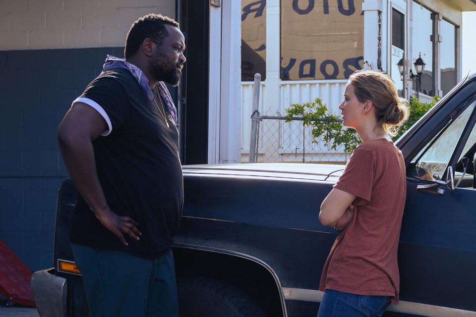 Brian Tyree Henry and Jennifer Lawrence in "Causeway