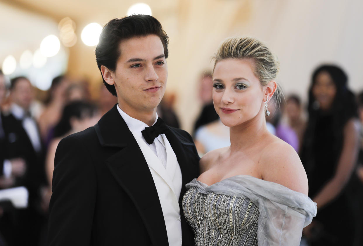 Lili Reinhart and Cole Sprouse make their red carpet debut at the 2018 Met Gala in New York City.