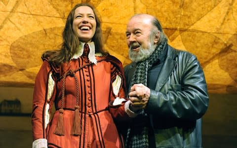 Peter Hall with Rebecca Hall, who played Viola in a 2011 production of Twelfth Night at The Royal National Theatre - Credit: Alastair Muir