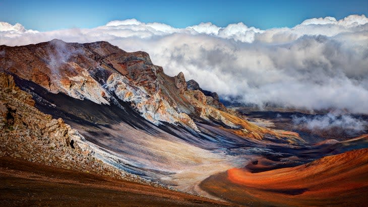 The caldera of a volcano