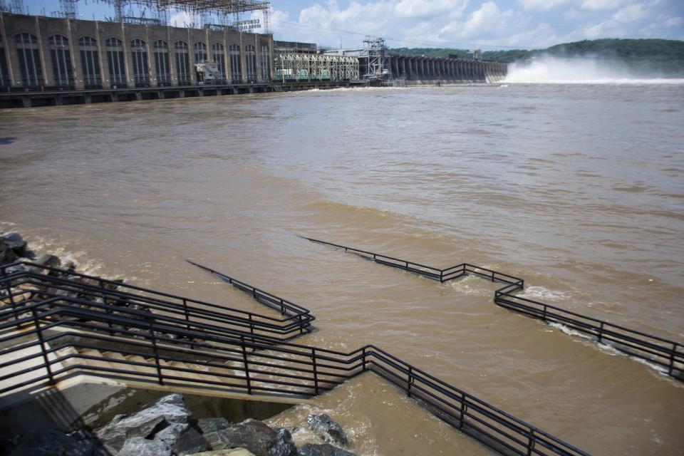 At least 18 gates were expected to be opened at Conowingo Dam in Darlington, Maryland on Thursday, July 26, 2018.