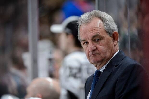 Darryl Sutter, shown in this 2017 file photo, won the Stanley Cup with the L.A. Kings in 2012 and 2014, and previously coached the Calgary Flames from 2002 until resigning in 2006. (File/Getty Images - image credit)
