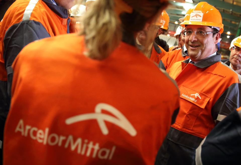 French President Hollande visits ArcelorMittal steel factory in Florange