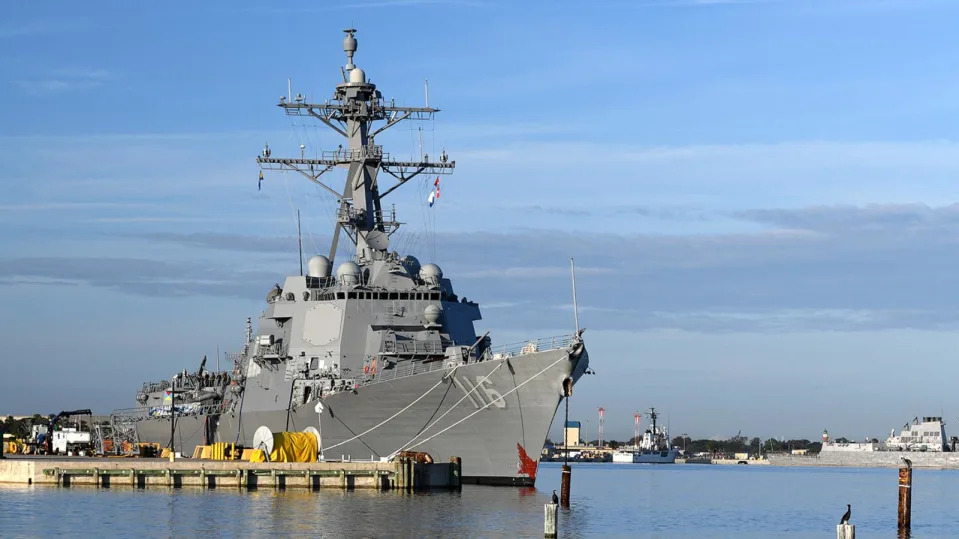 PHOTO: In this Nov. 7, 2018, file photo, the USS Thomas Hudner (DDG 116), is moored pier side onboard Naval Station Mayport in Jacksonville, Fla.  (James Foehl/U.S. Navy)