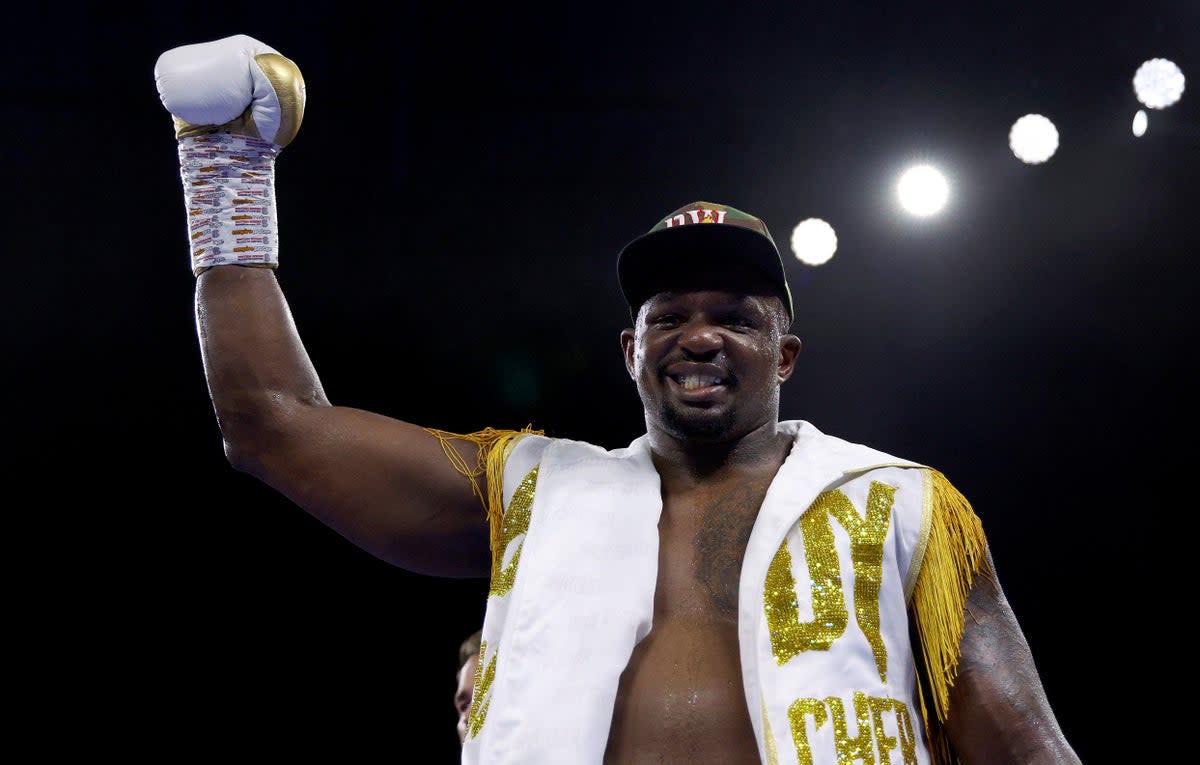 Dillian Whyte of Great Britain cheers after defeating Jermaine Franklin (Getty Images)