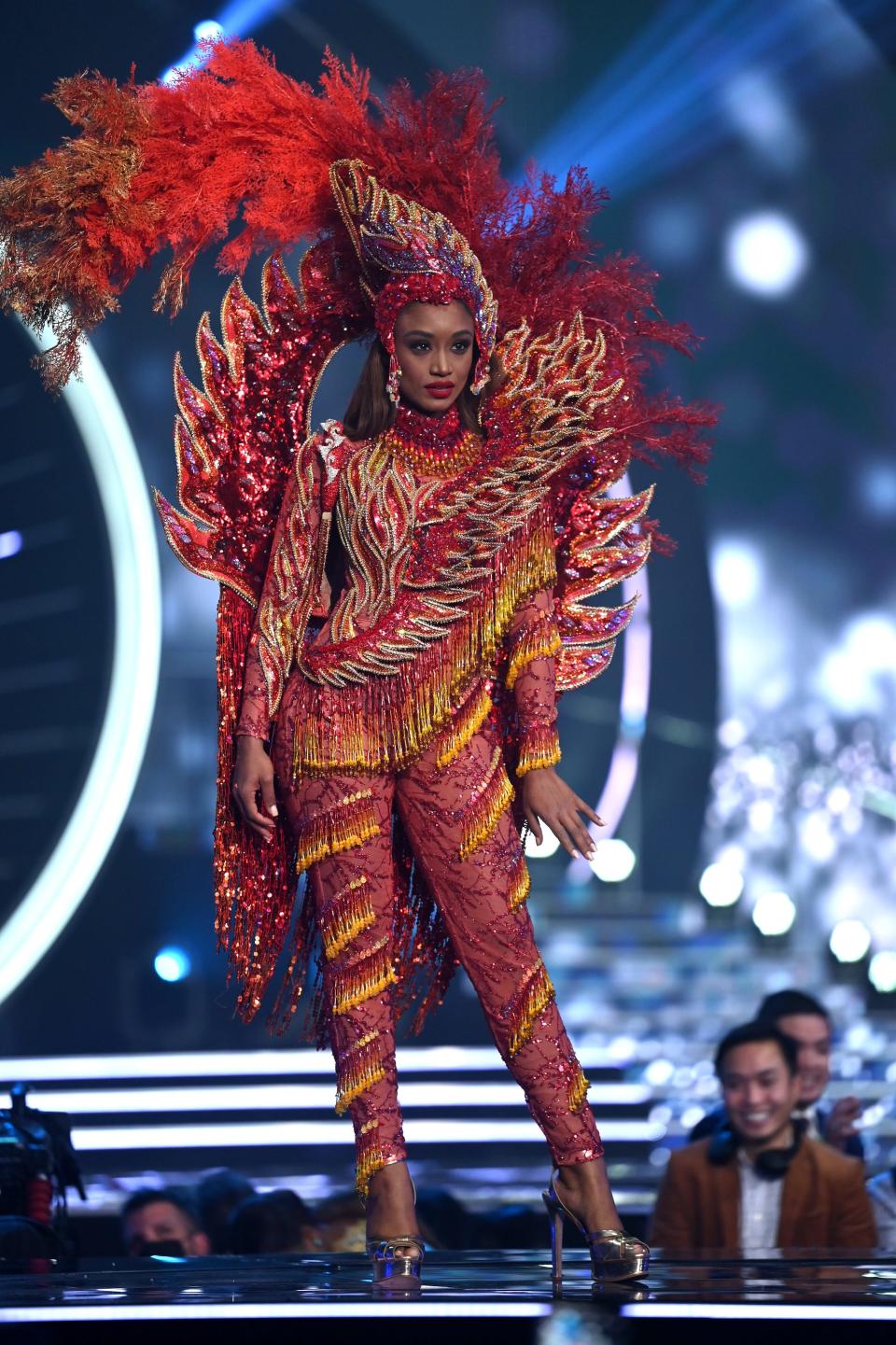 Miss Curaçao participates in the 2021 Miss Universe National Costume Contest.