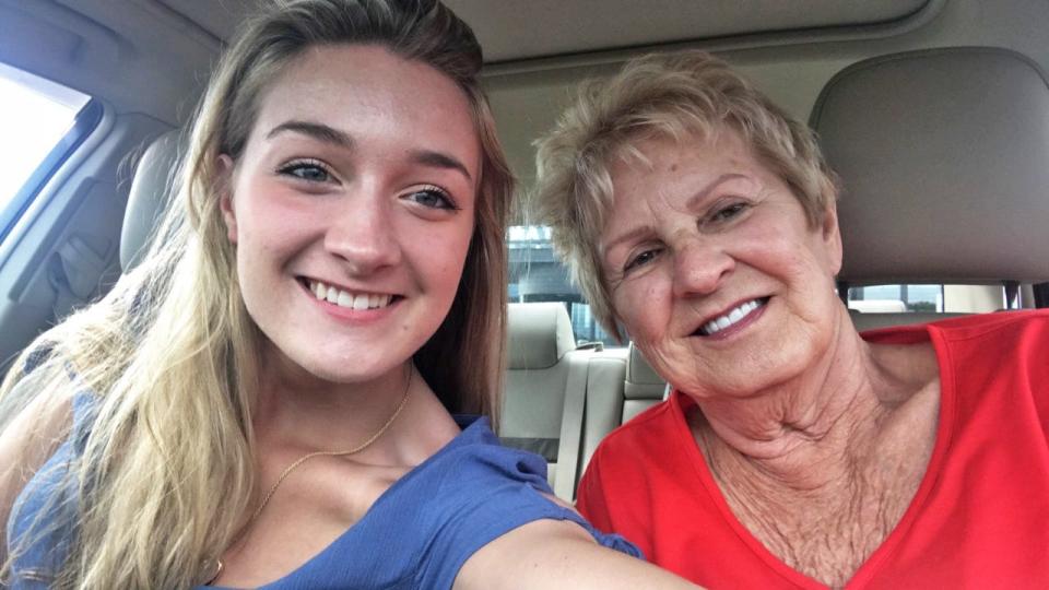Hollee Winders snaps a selfie with her grammy, Esther Wolfensberger, during a shopping trip in 2019