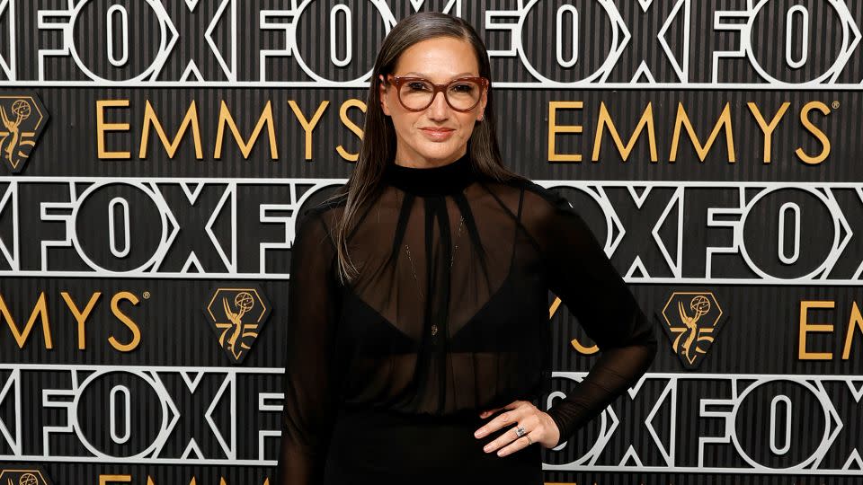 Jenna Lyons, one of several stars to embrace sheer fabric, arrived in a flowing black floor-length gown. - Frazer Harrison/Getty Images