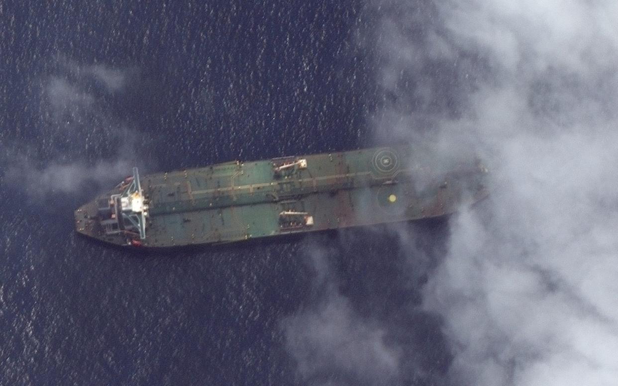 What appears to be the Iranian oil tanker Adrian Darya 1 off the coast of Tartus, Syria - Reuters