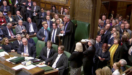 Speaker of the House of Commons John Bercow speaks in the Parliament in London, Britain April 3, 2019, in this screen grab taken from video. Reuters TV via REUTERS