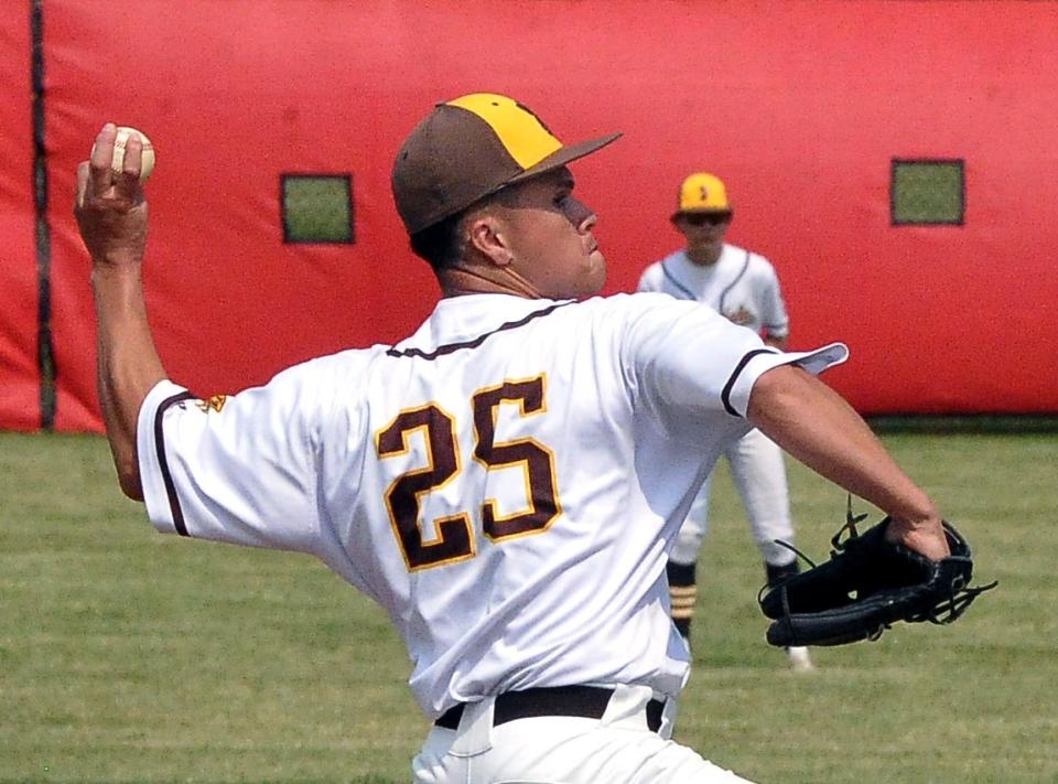 Waynedale relief pitcher Otto Solorzano fires.