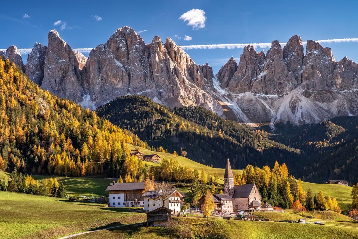 Villnoess St. Magdalena at Val di Funes (Funes Valley), Alto Adige, Italy.