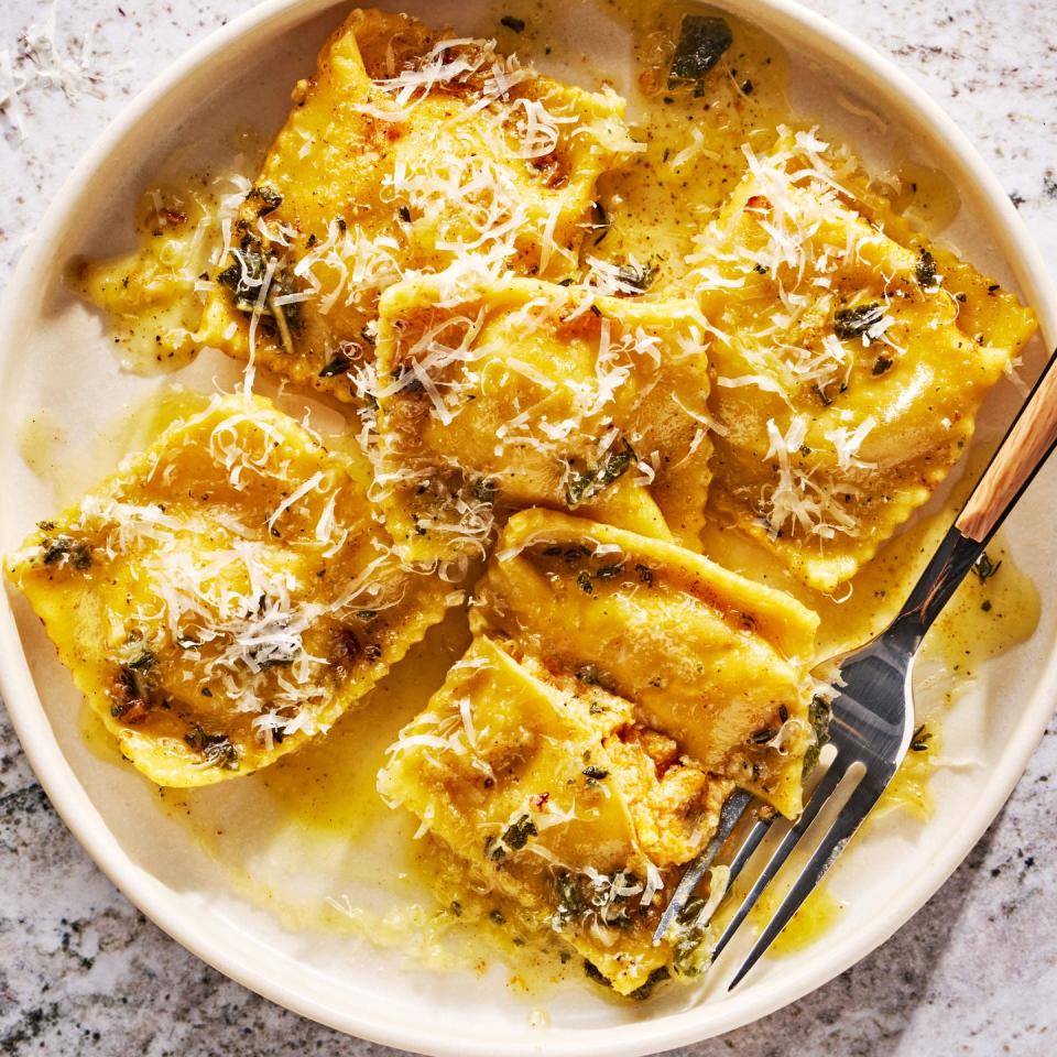 butternut squash ravioli in a butter sauce