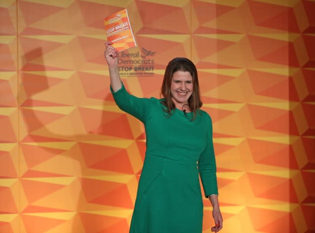 Jo Swinson during the launch of the Lib Dems' manifesto in Camden