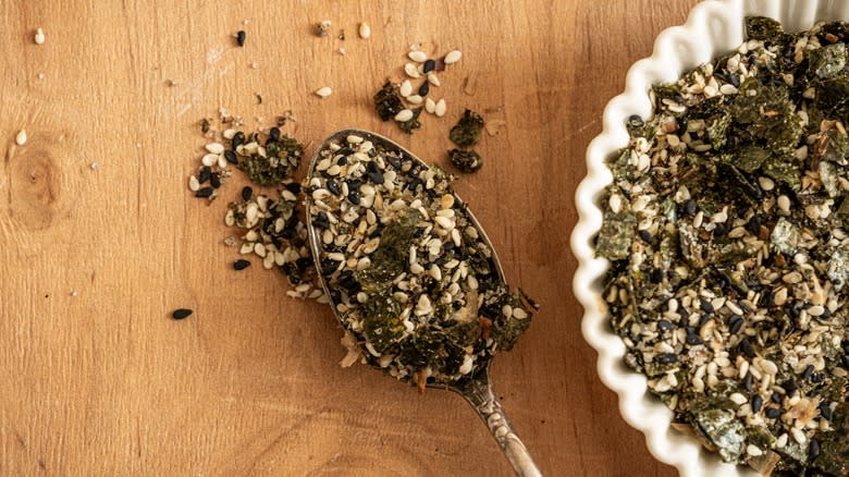 Furikake in bowl with spoon