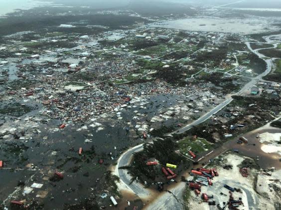 An aerial view shows devastation after hurricane Dorian hit the Abaco Islands in the Bahamas (Michelle Cove/Trans Island Airways/via REUTERS)