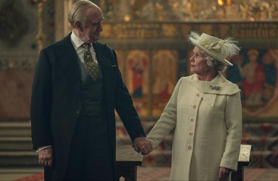 With Imelda Staunton as Prince Philip and Queen Elizabeth II (Justin Downing/Netflix)