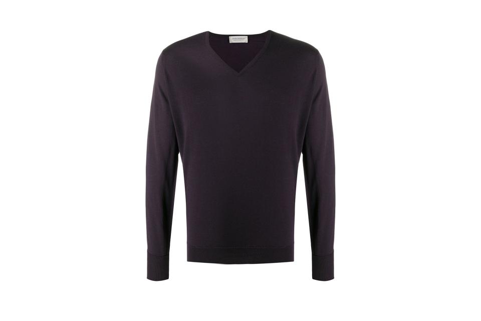 John Smedley knitted V-neck jumper (was $238, 52% off with code "JAN20")